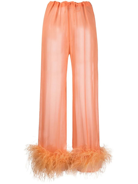  Oséree Feather-trim Pyjama Bottoms - Orange 
