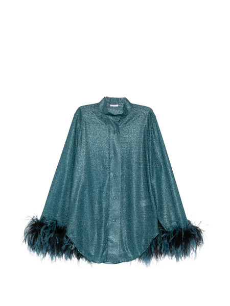  Oséree Feather-trim Shirt - Blue 