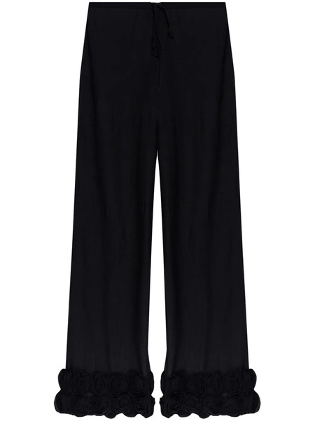  Oséree Floral-appliqué Trousers - Black 