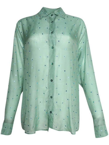  Oséree Gems Crystal-embellished Long-sleeve Shirt - Green 