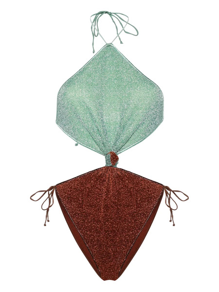  Oséree Halterneck Lurex Knotted Swimsuit - Green 