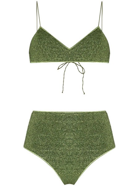  Oséree Lumière Lurex High-waisted Bikini Set - Green 