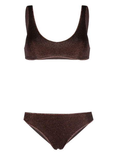  Oséree Metallic-thread Scoop Bikini - Brown 