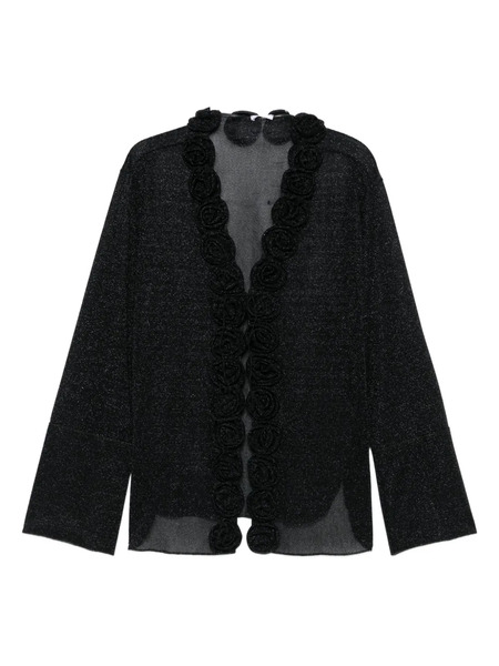  Oséree Rose-embellished Glitter-detail Blouse - Black 
