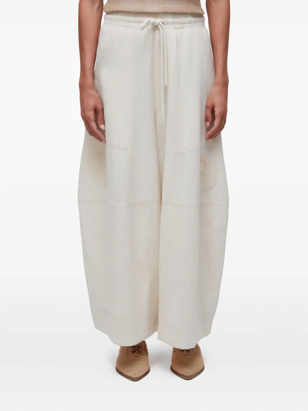  Osklen Bordado Concha Shell-embroidered Drawstring Trousers - White 