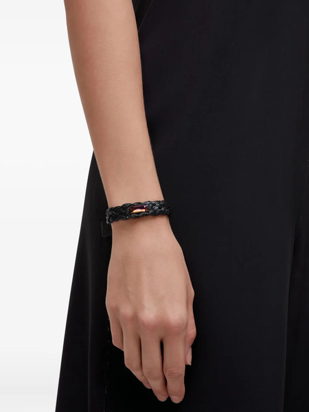  Osklen Braided-leather Crystal-embellished Bracelet - Black 