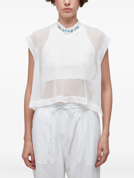  Osklen Embellished Mesh Blouse - White 