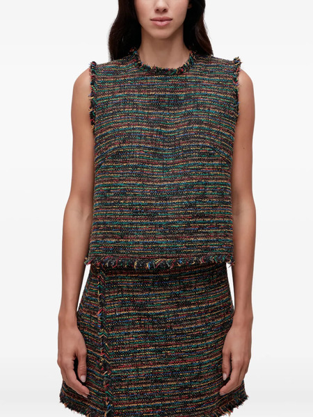  Osklen Fringed Tweed Top - Black 