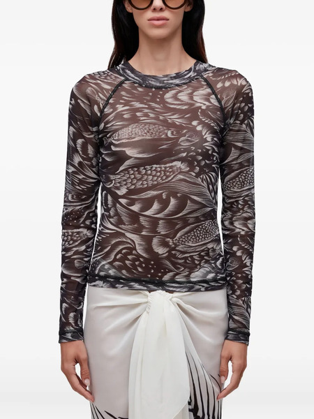  Osklen Pirarucu-print Mesh T-shirt - Black 