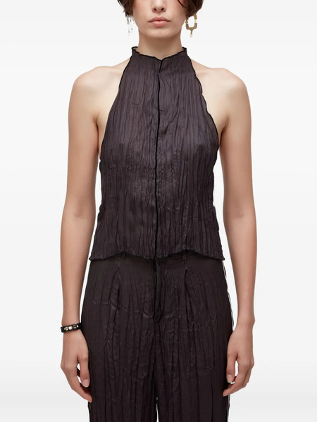  Osklen Raglan Pleated Satin Top - Black 