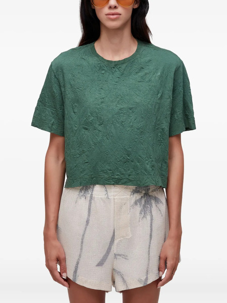  Osklen Wrinkle-effect Cropped T-shirt - Green 