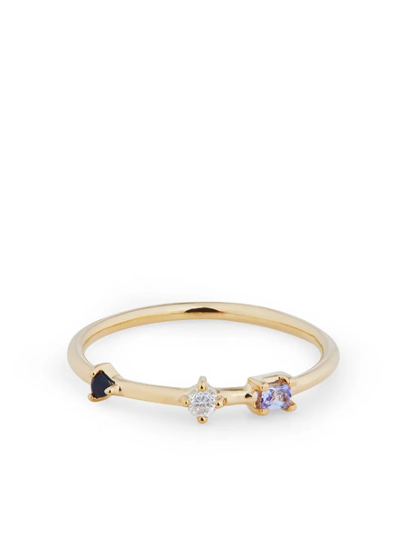  Otiumberg 9kt Yellow Gold Three Stone Bamboo Diamond Ring 