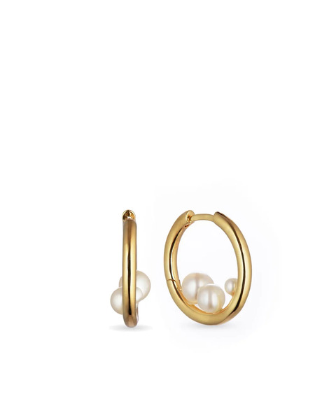  Otiumberg Trio Pearl Hoop Earrings - Gold 
