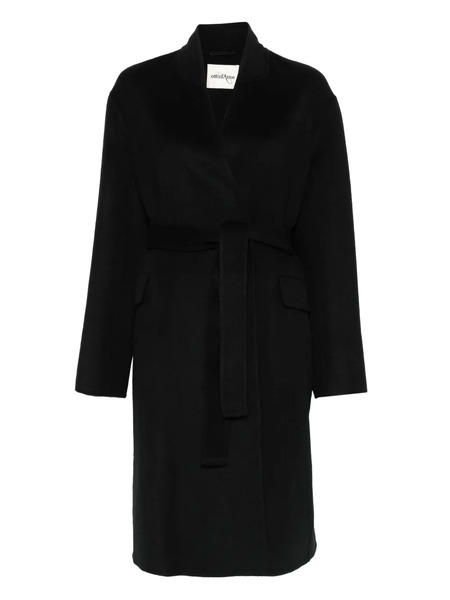  Ottod'ame Belted Wrap Coat - Black 