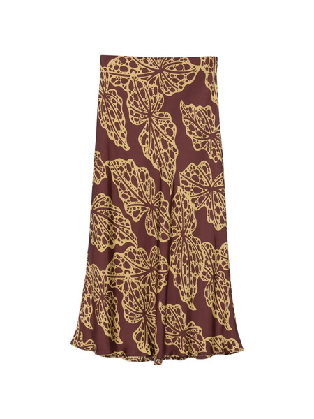  Ottod'ame Leaf-print Midi Skirt - Brown 