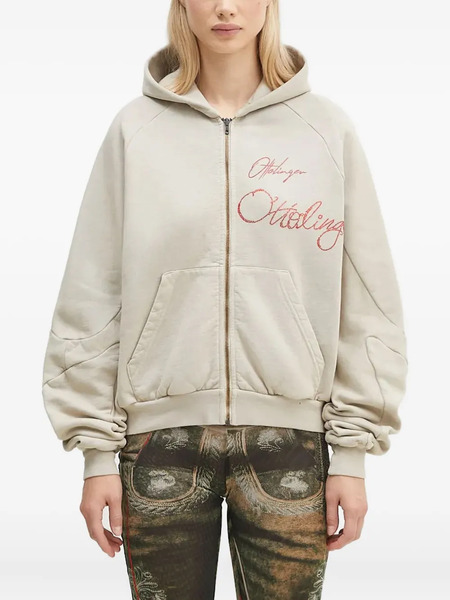  Ottolinger Embroidered Zip-up Hoodie - Neutrals 