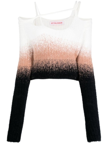  Ottolinger Gradiebt-effect Off-shoulder Knitted Jumper - White 