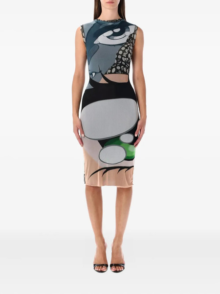  Ottolinger Graphic-print Mesh Mini Dress - Grey 