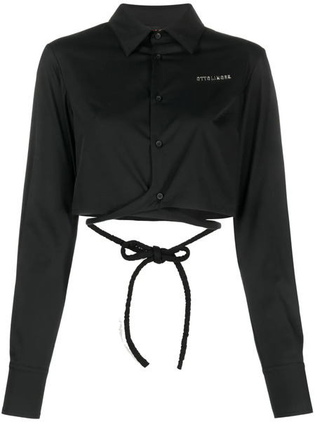  Ottolinger Logo-lettering Cropped Shirt - Black 