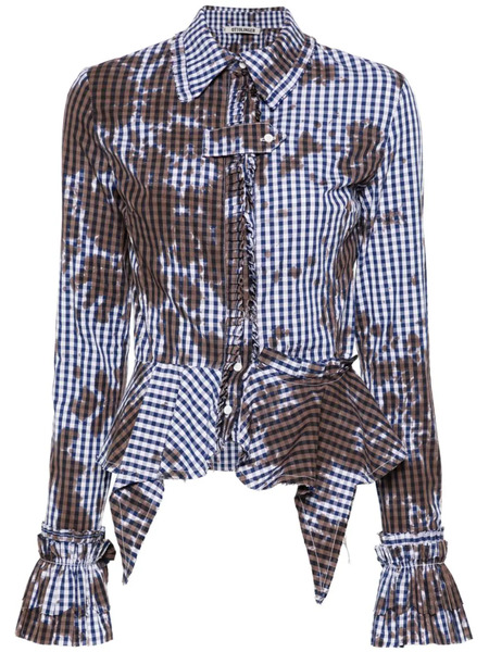  Ottolinger Stained Gingham Ruffled Shirt - Blue 