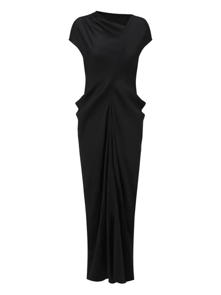  Oude Waag Asymmetrical Draped Midi Dress - Black 