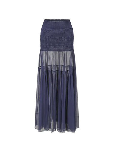  Oude Waag Shirred Tiered Maxi Skirt - Blue 