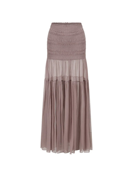  Oude Waag Shirred Tiered Maxi Skirt - Pink 