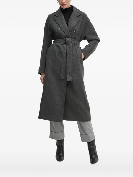  Oui Belted Double-breasted Coat - Grey 