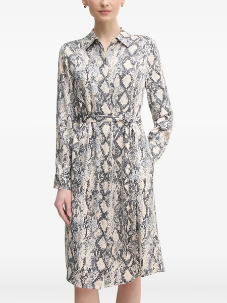  Oui Buttoned Animal-print Midi Dress - Neutrals 