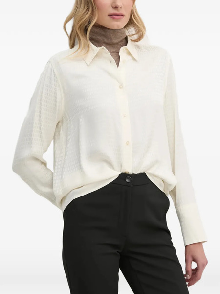  Oui Buttoned Patterned Shirt - White 