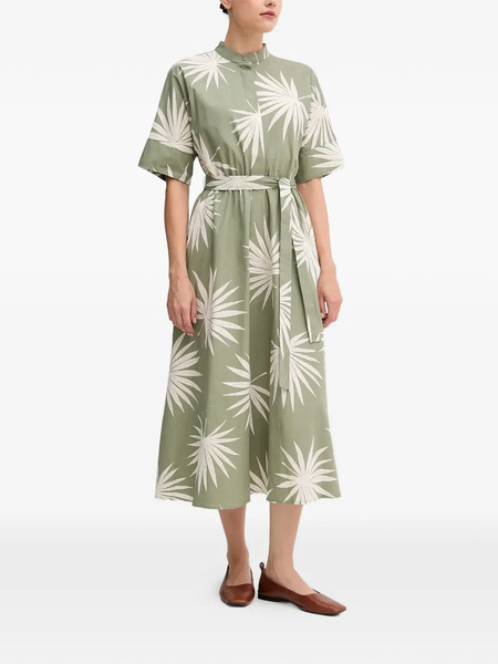  Oui Buttoned Print Midi Dress - Green 