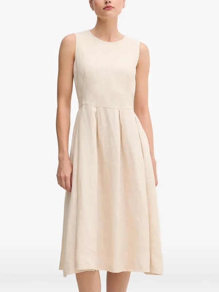  Oui Linen Midi Dress - Neutrals 