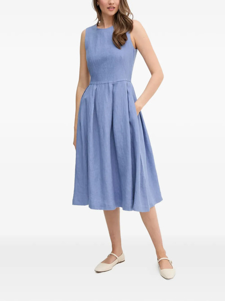 Oui Pleated A-line Midi Dress - Blue 