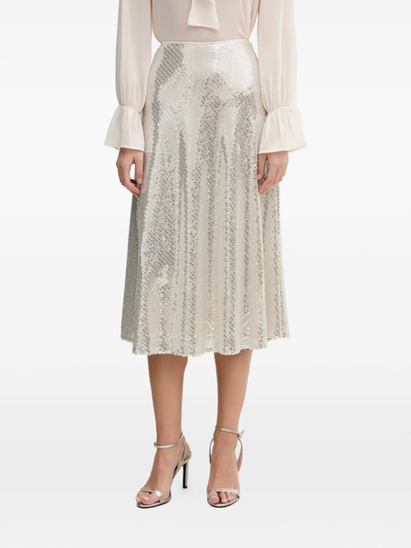  Oui Sequin-embellished Midi Skirt - Silver 