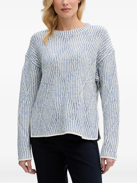  Oui Striped Crew-neck Sweater - Blue 