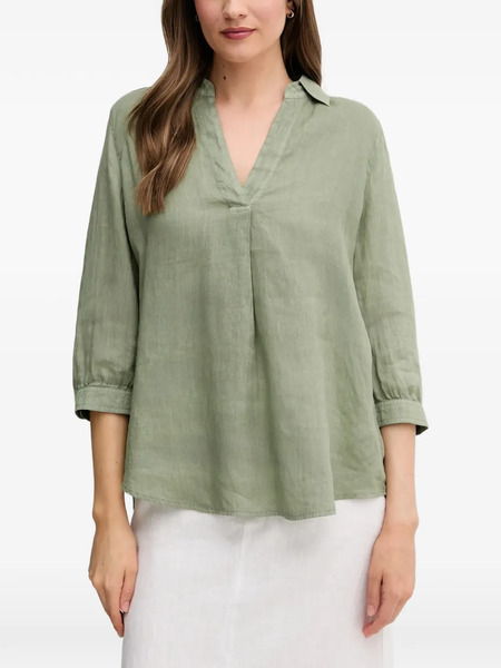  Oui V-neck Blouse - Green 