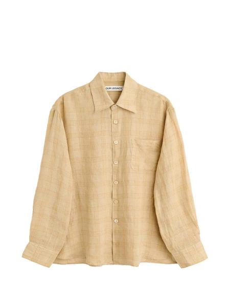  Our Legacy Checked Linen Shirt - Yellow 