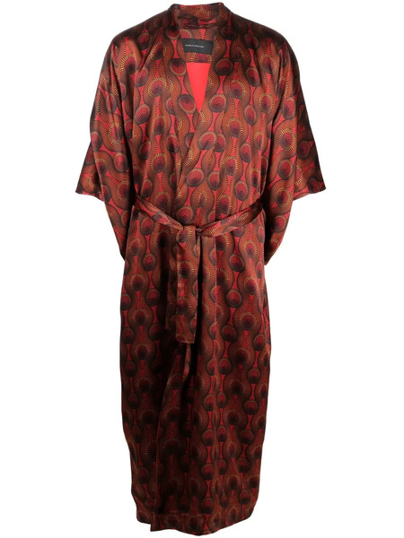 Ozwald Boateng Geometric-print Tie-waist Jacket - Red 