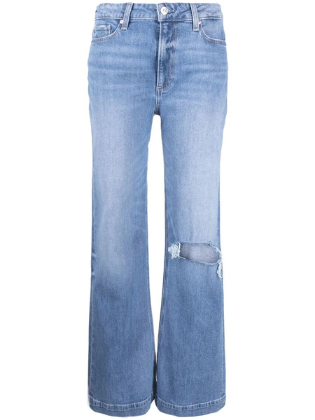  Paige Distressed Straight-line Jeans - Blue 