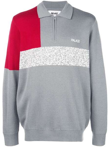 Palace Colour-block Zipped Jumper - Grey 