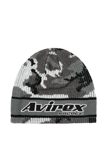  Palace X Avirex Nein Cuff Logo-print Beanie Hat - Grey 