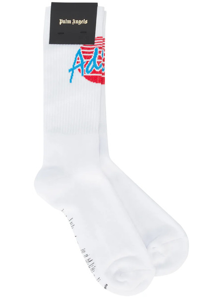  Palm Angels Adios Intarsia-slogan Socks - White 