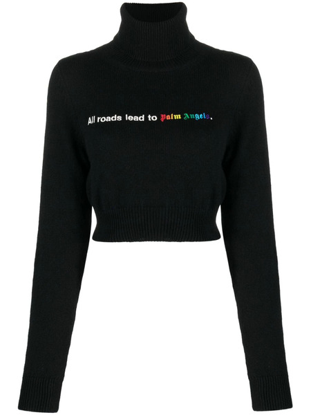 Palm Angels All Roads Cropped Jumper - Black 