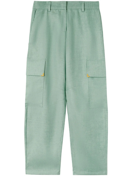  Palm Angels Carrot-cut Linen Trousers - Green 