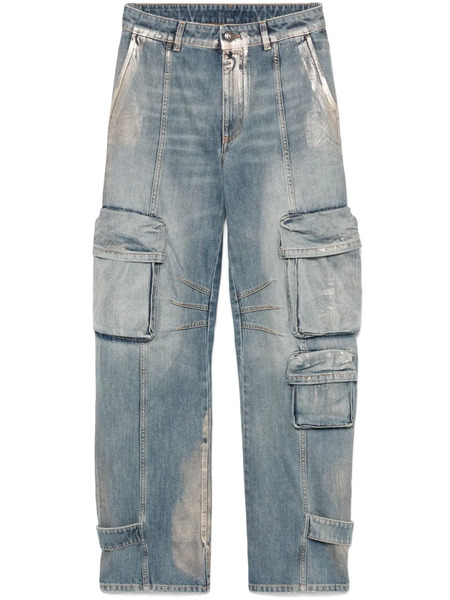  Palm Angels Coated Cargo Jeans - Blue 