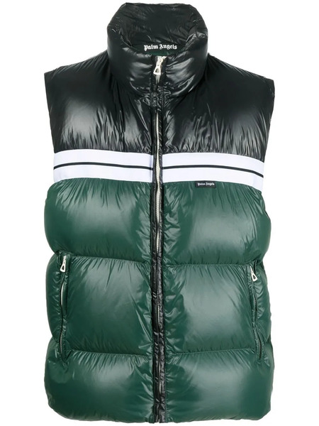  Palm Angels Colour-block Padded Gilet - Green 