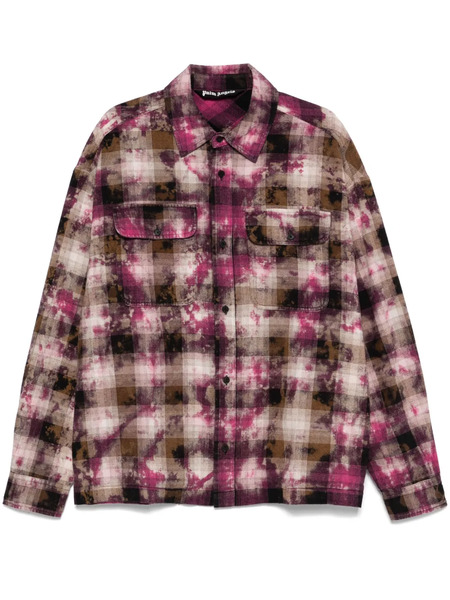  Palm Angels Curved-logo Check Shirt - Brown 