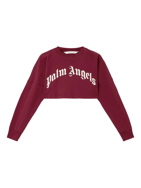  Palm Angels Curved-logo Cropped Sweatshirt - Red 