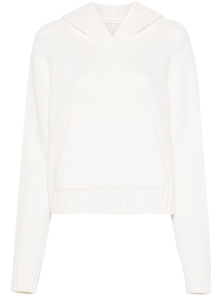  Palm Angels Curved Logo Knitted Hoodie - Neutrals 
