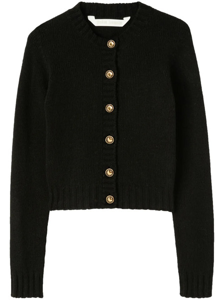  Palm Angels Curved-logo Wool-blend Cardigan - Black 